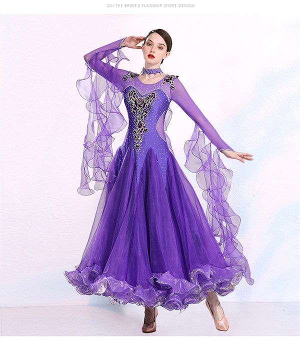 送料無料】社交ダンス ワンピース モダンドレス 大きいサイズ 長袖