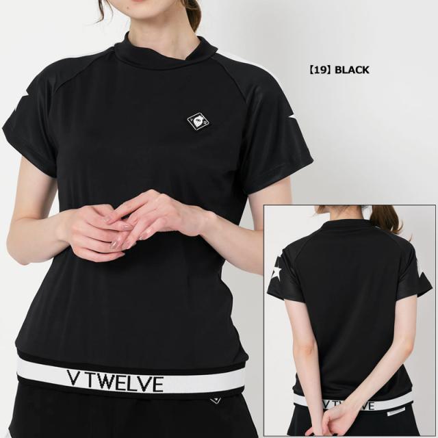 V12 ゴルフ レディース 半袖 モックネック シャツ RIB SLEEVE STAR