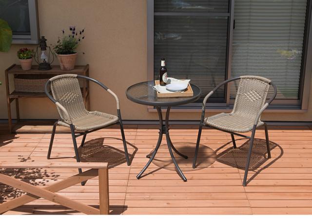 ラタン調ガーデンチェア 2脚セット ブラック ガーデンチェア ラタン