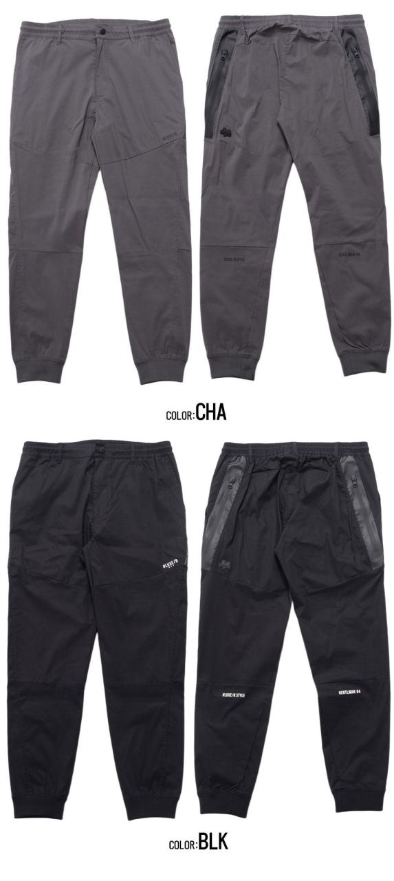 ジョガーパンツ メンズ リブパンツ 布帛 ロゴ 止水ジップ セットアップ