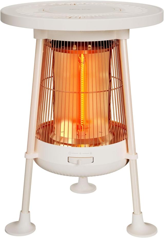 飲み物も保温できるテーブル型】電気ストーブ 400W/800W温度調整2段階