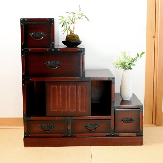 民芸家具木製桐材総桐天然無垢和チェスト横長テレビ台サイドボード飾り棚