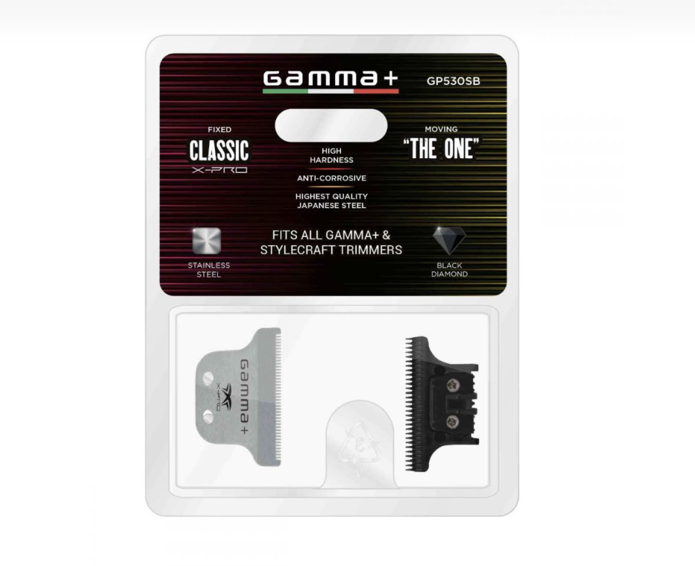 Gamma+ Fixed Classic Stainless Steel X-Pro Wide Hair Trimmer Blade