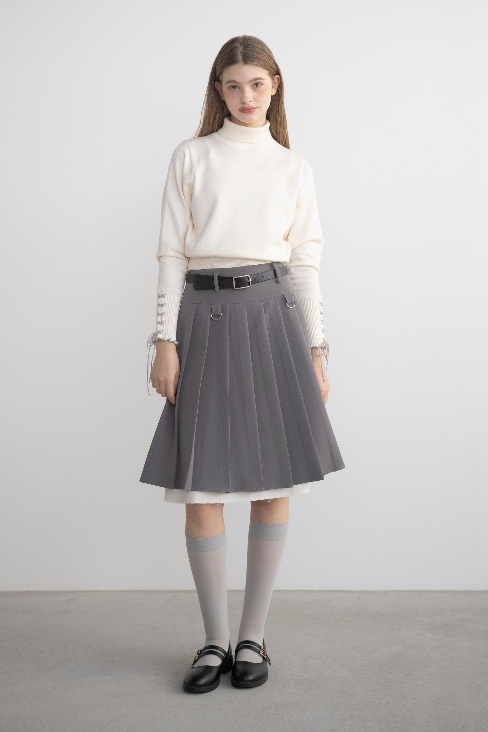 layered medium pleats skirt – idem
