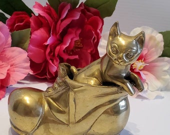 ヴィンテージ真鍮製キャットオーナメントキャンドルホルダー3個セット