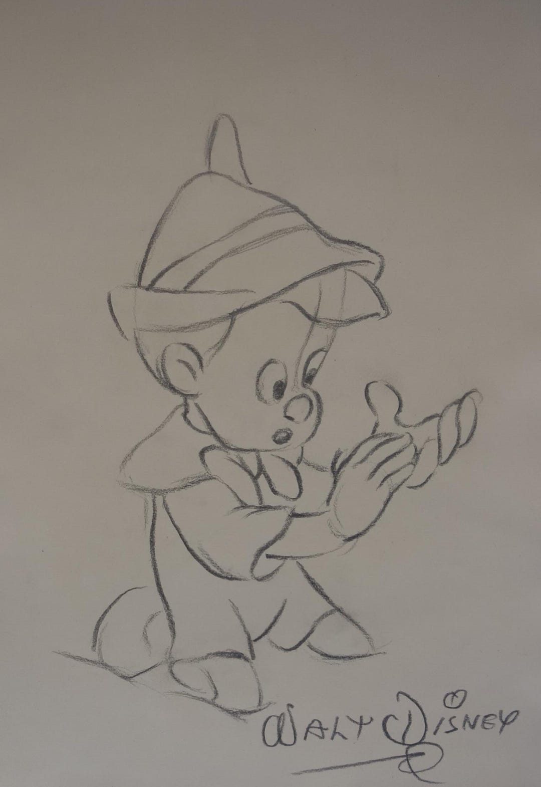 ヴィンテージ漫画ウォルトディズニーキャラクター研究、描画、ピノキオ