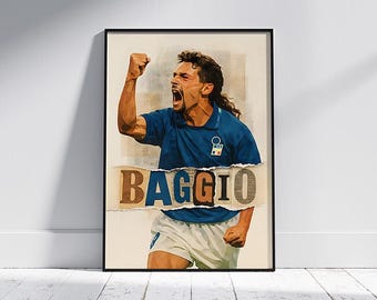 ロベルト・バッジョ イタリア代表サッカーポスター：ミニマリスト