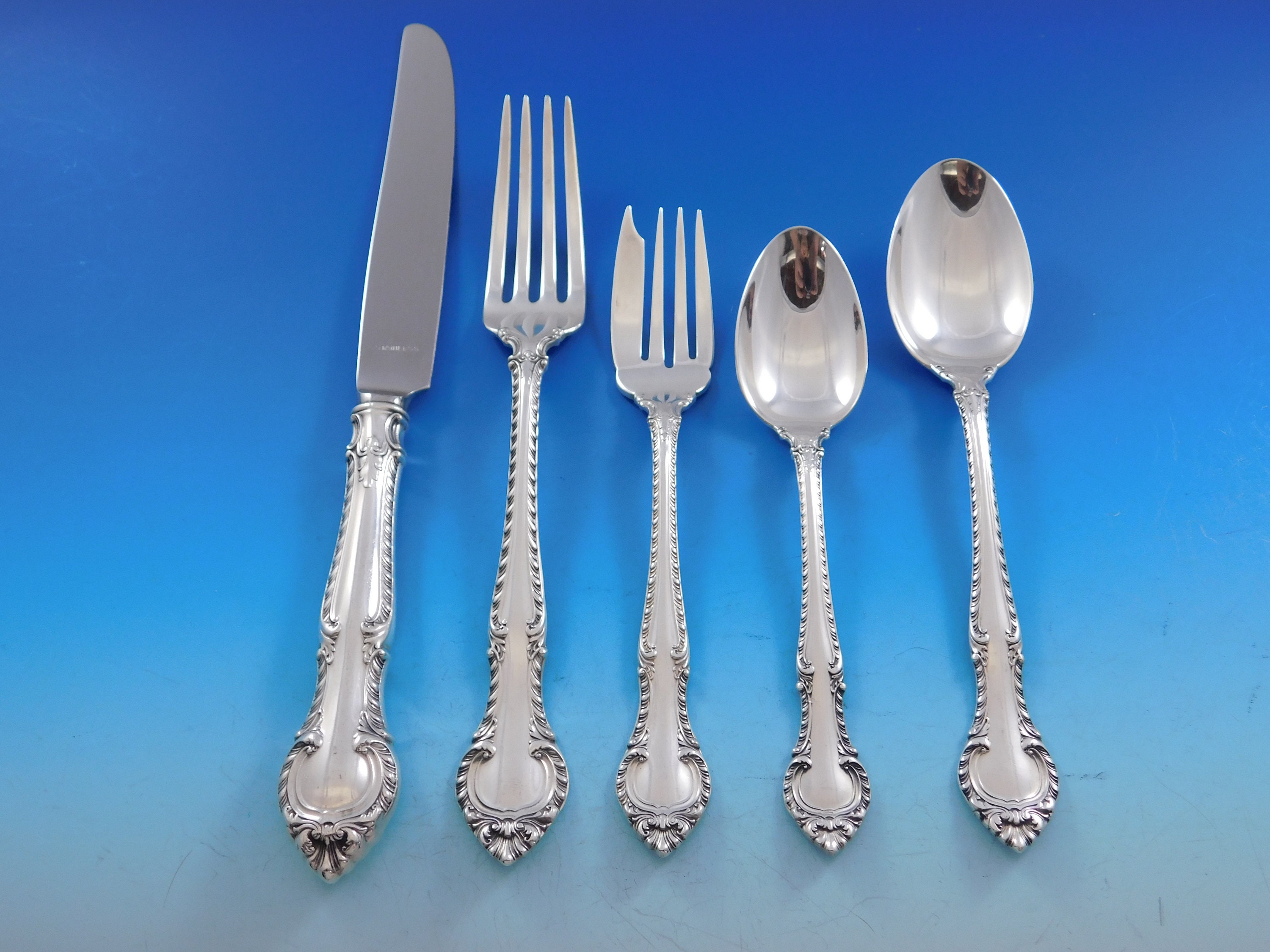 English Gadroon by Gorham Sterling Silver Flatware Set 8 Service