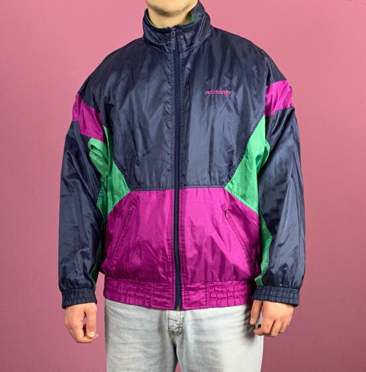 90s Adidas Originals Vintage Men's Windbreaker Jacket - M