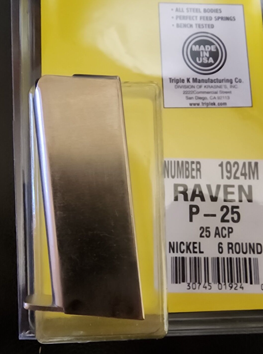 Raven Arms P-25, MP25 25 ACP Pistols .25 Auto Triple K Magazine