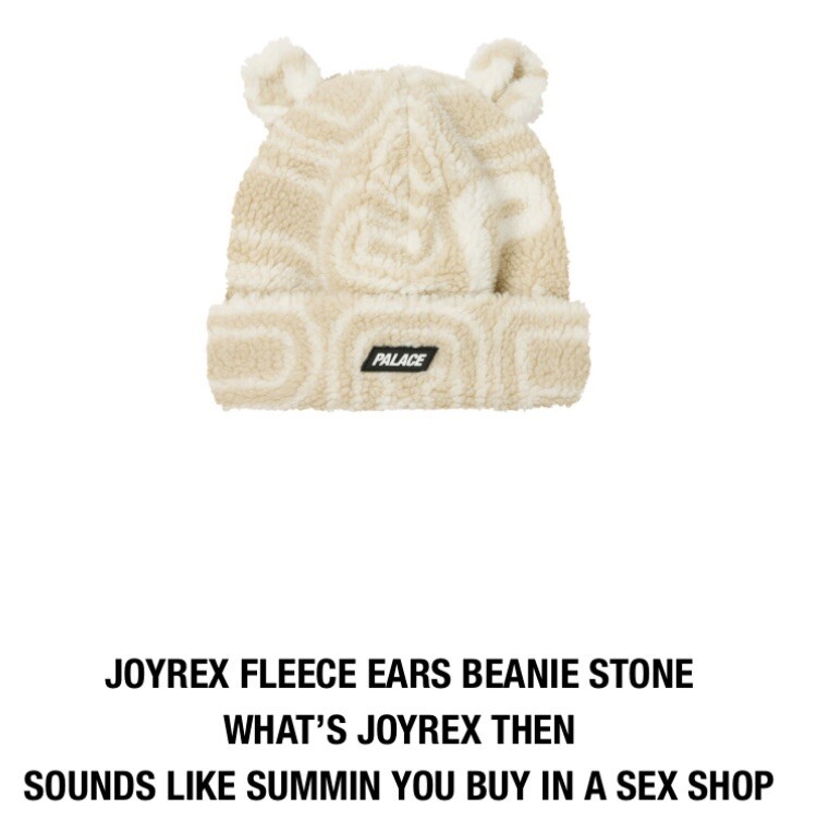 PALACE SKATEBOARDS JOYREX FLEECE EARS BEANIE STONE L/XL WINTER