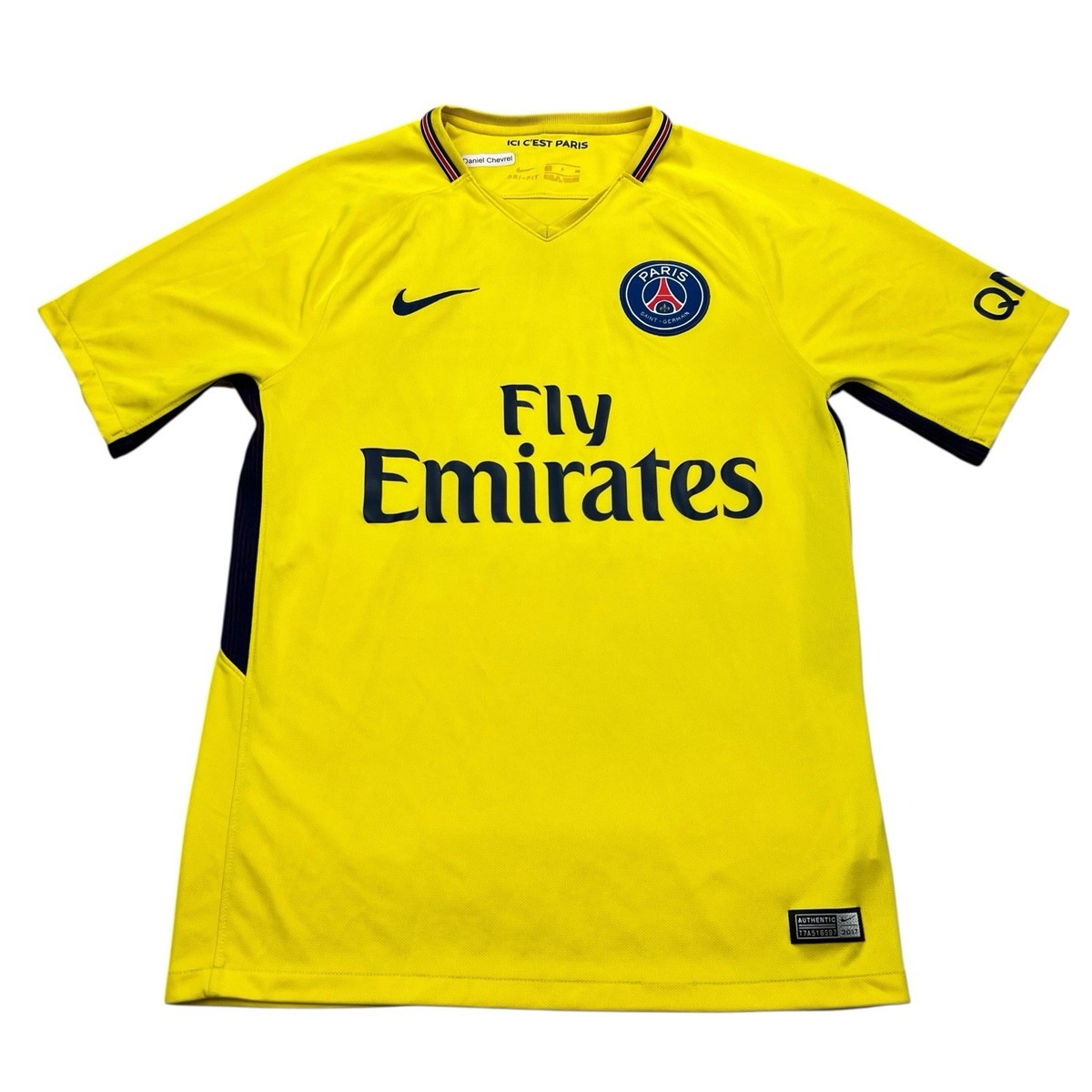 Nike PSG Jersey Kit Mens Small Yellow Paris Saint Germain 2017