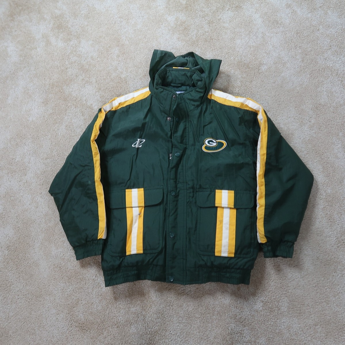 Vintage Green Bay Packers Winter Jacket Youth XL 14-16 NFL Hooded
