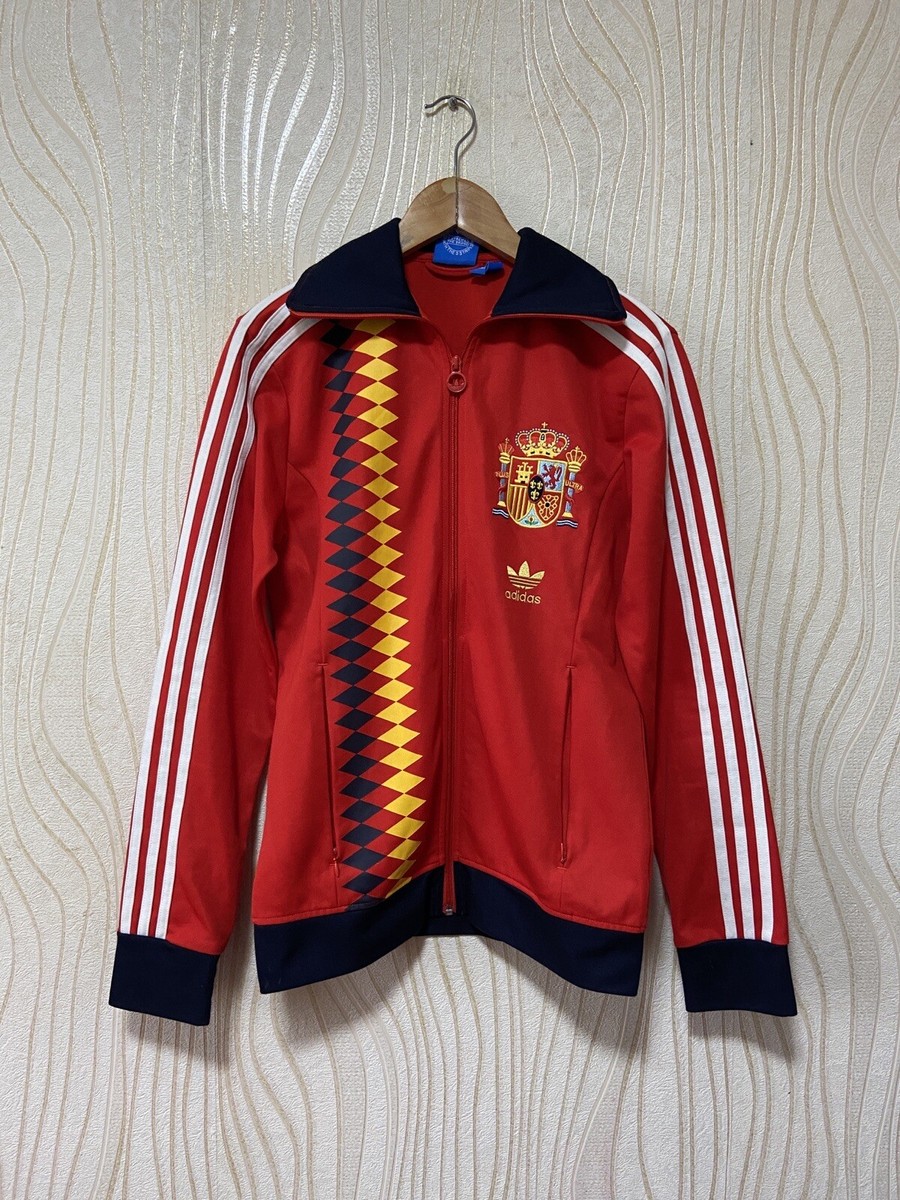 SPAIN 90s RETRO FOOTBALL SOCCER TRACK ZIP JACKET ADIDAS F77385 sz