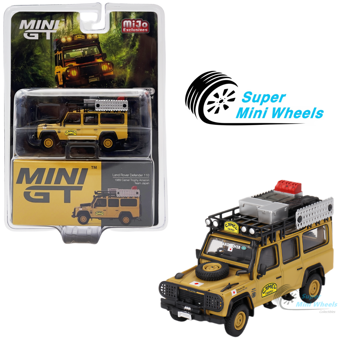 Mini GT 1:64 Land Rover Defender 110 1989 Camel Trophy Amazon Team