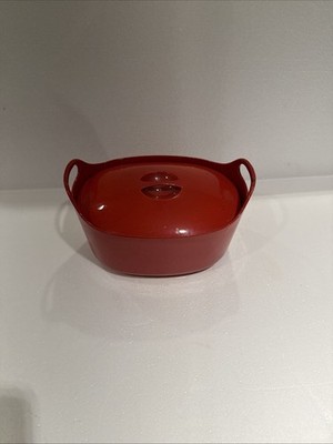 ROSENLEW FINLAND RED CAST IRON DUTCH OVEN TIMO SARPANEVA VINTAGE
