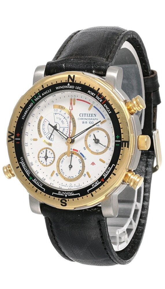 Citizen Chrono White Dial LTHR Strap Men's Watch 6750-G-70196