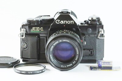 Mint] Canon AE-1 PROGRAM Black SLR 35mm + New FD 50mm F1.4 from