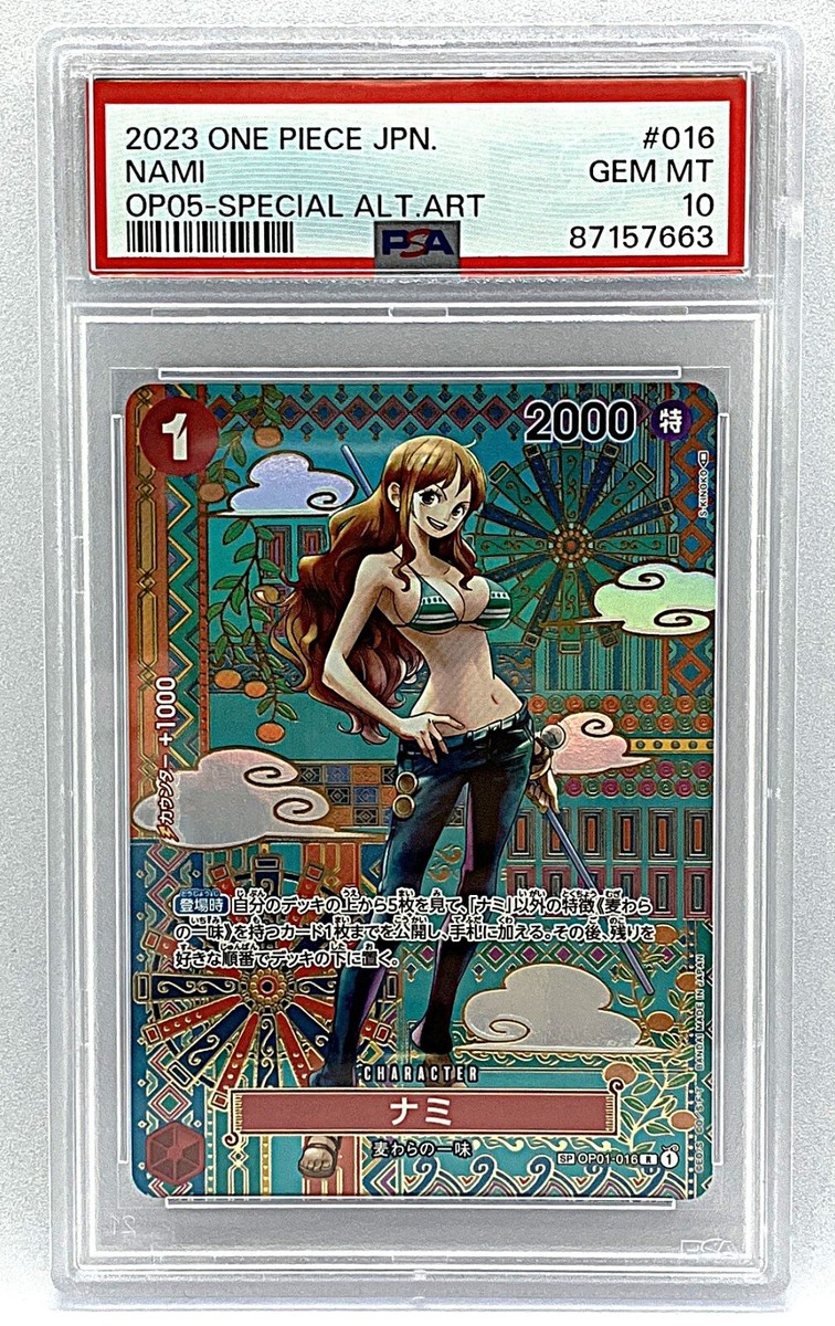 PSA 10 Nami OP01-016 SP R Alt Art One Piece OP05 Awakening of a