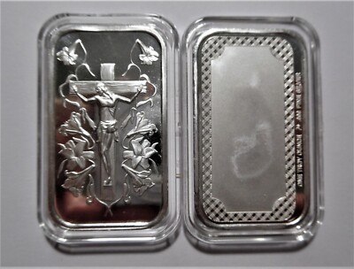 1oz JESUS ON THE CROSS .999 SILVER BAR ~ SEALED IN A HARD PLASTIC