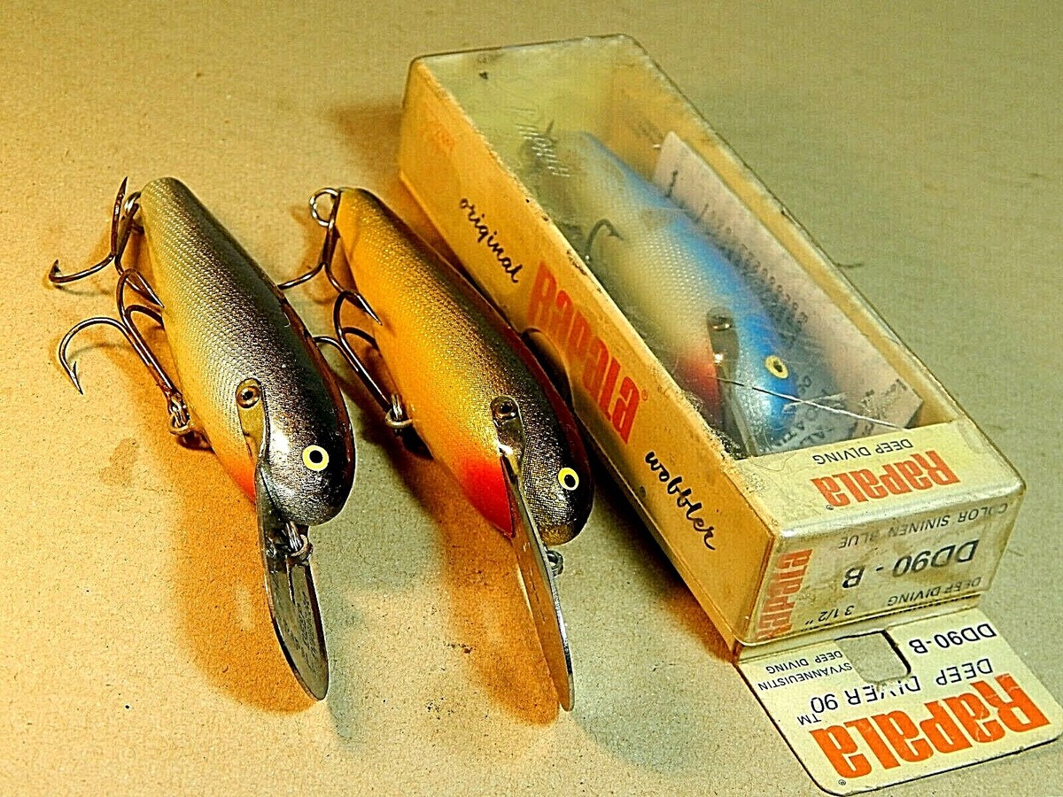 3-lot Collection 60's Vintage Rapala DD-90 Floating Deep Diver 9cm