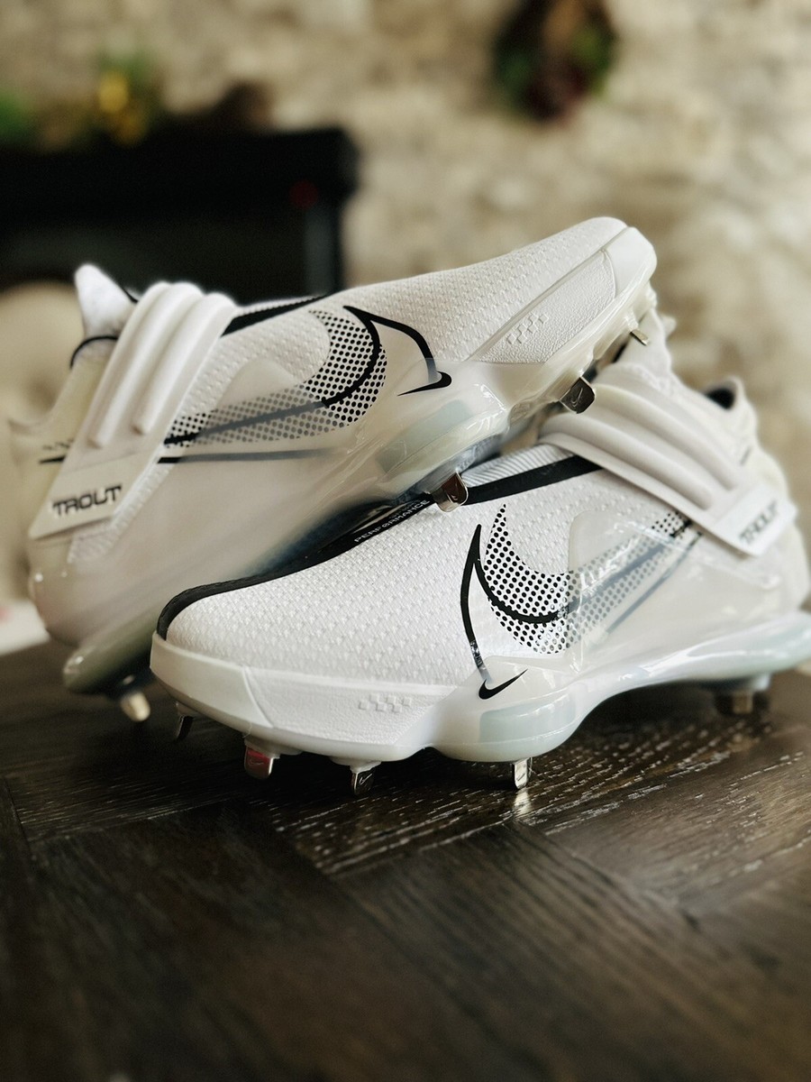 Men Nike Force Zoom Mike Trout 7 Baseball Cleats White Black