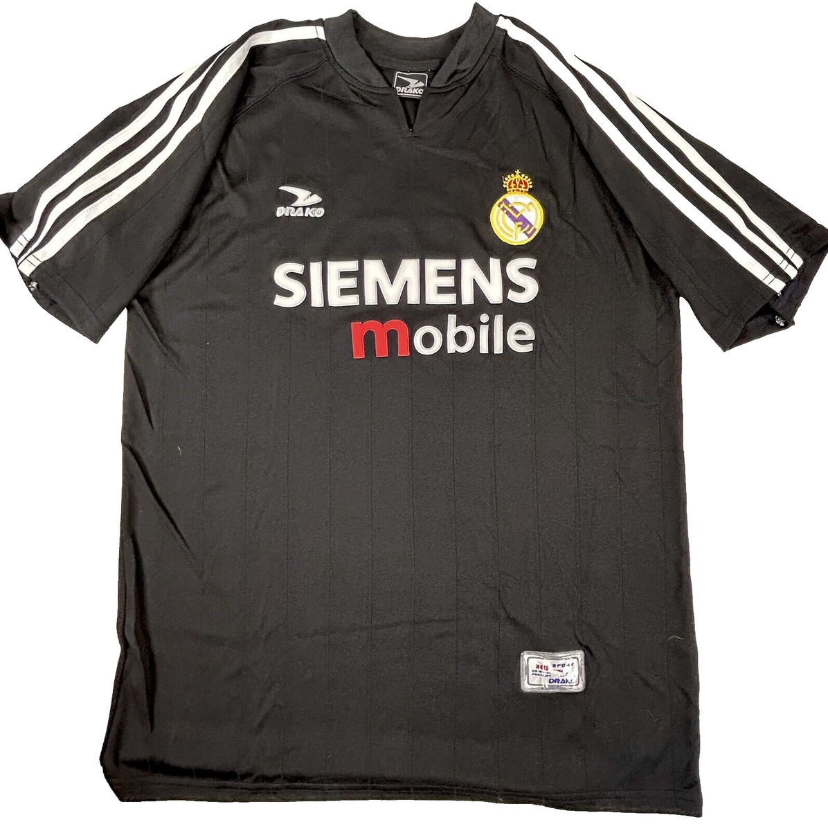 2003 2004 Black #7 Siemens Mobile Real Madrid Soccer Futbol Jersey