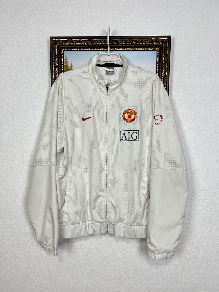 Vintage Nike AIG Manchester United Football Jacket Soccer White