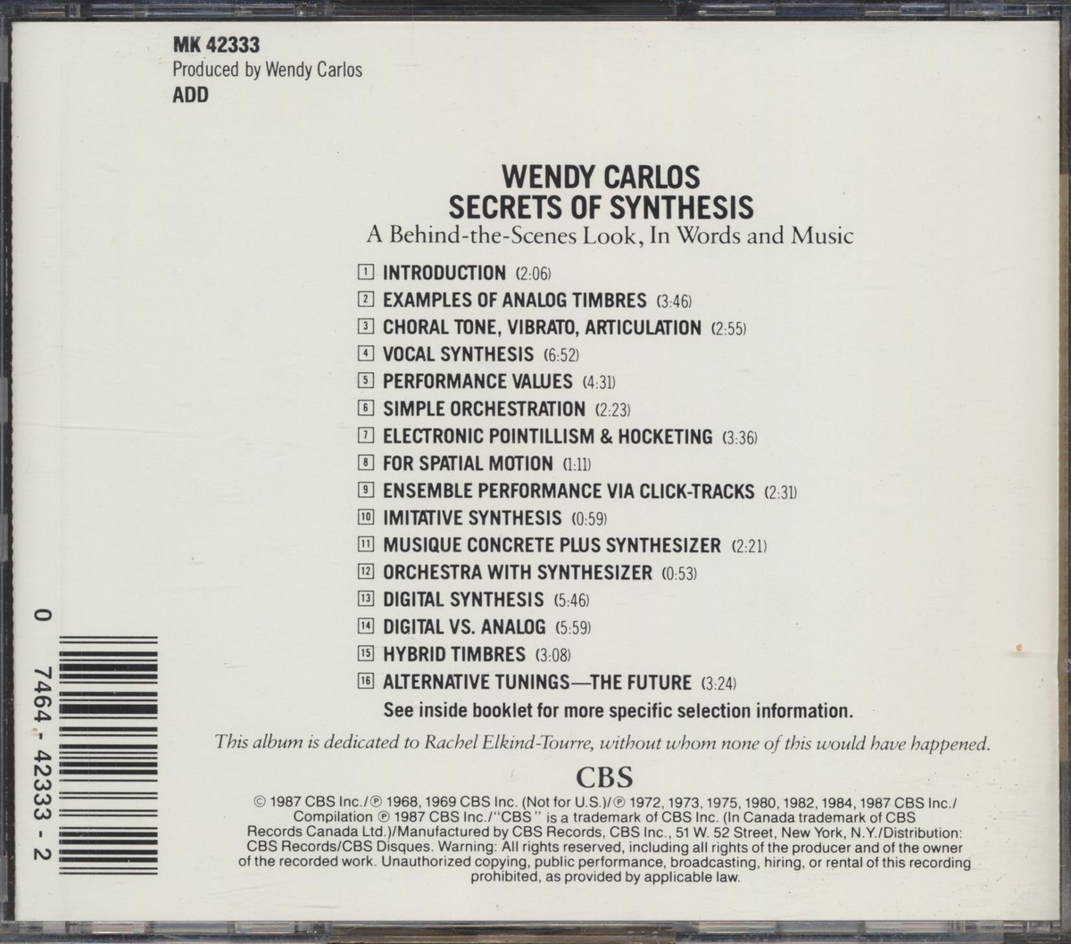 Wendy Carlos - Secrets Of Synthesis CD **BRAND NEW/STILL SEALED