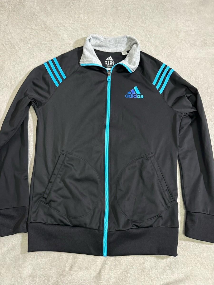 Adidas Climalite Full Zip Track Jacket Size Medium Three Stripe | eBay