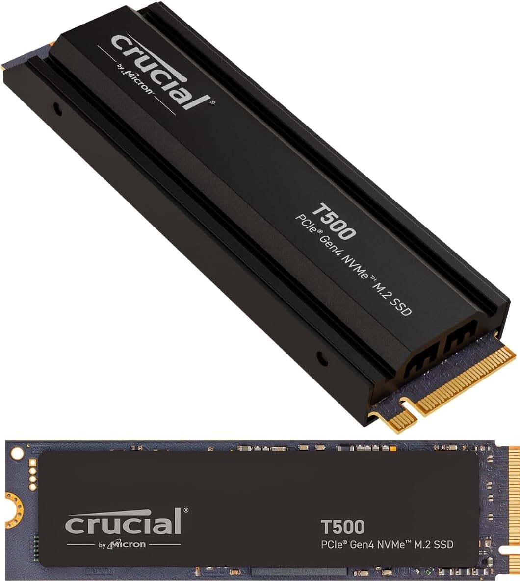 Crucial T500 M.2 2280 1TB 2TB 4TB Heatsink PCIe 4.0 NVMe NAND