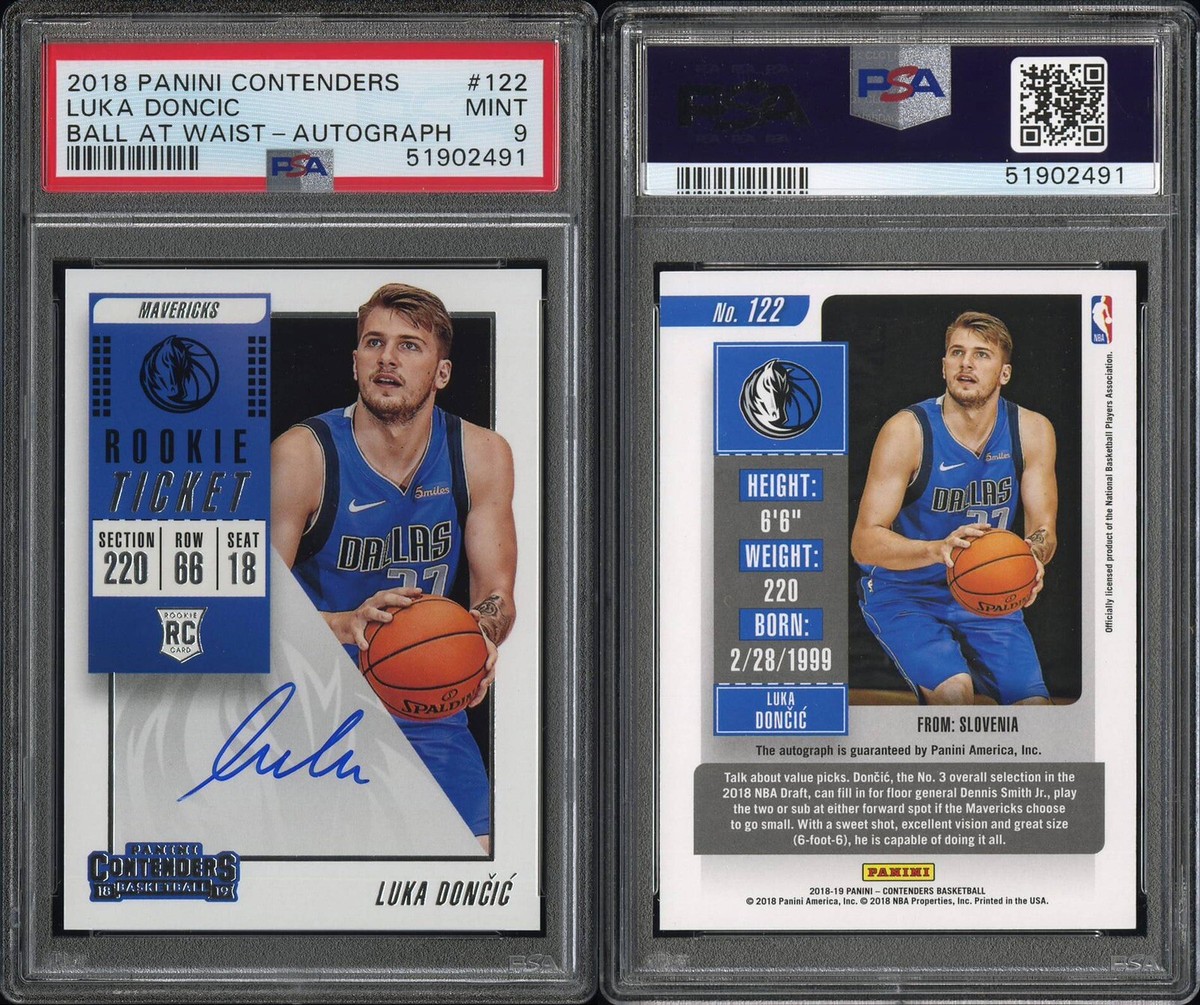 2018 Panini Contenders Luka Doncic ROOKIE RC AUTO #122 PSA 9 POP