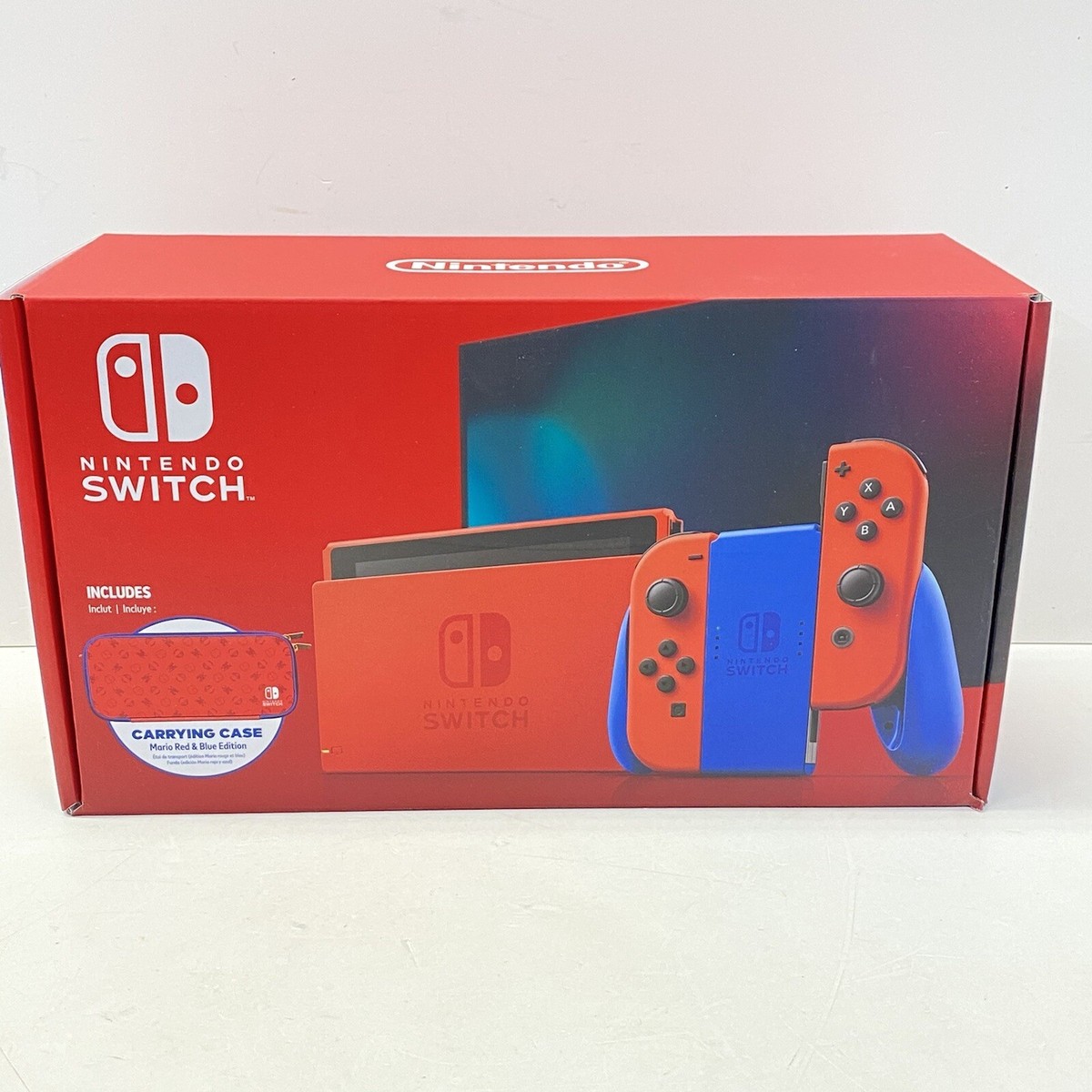 Nintendo Switch Mario Red Blue Limited Edition Console W/ Carrying