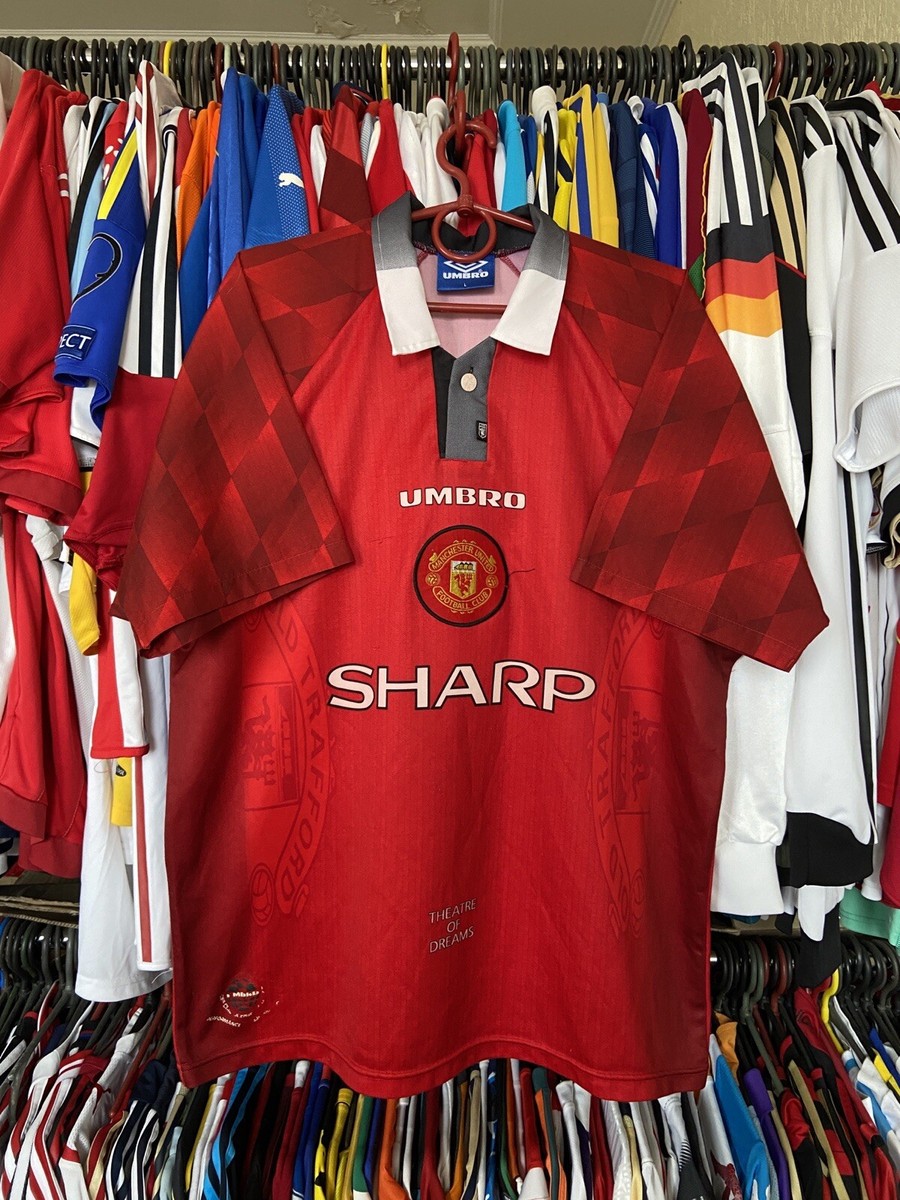 MANCHESTER UNITED 1996 1998 HOME SHIRT JERSEY UMBRO sz L MEN #7