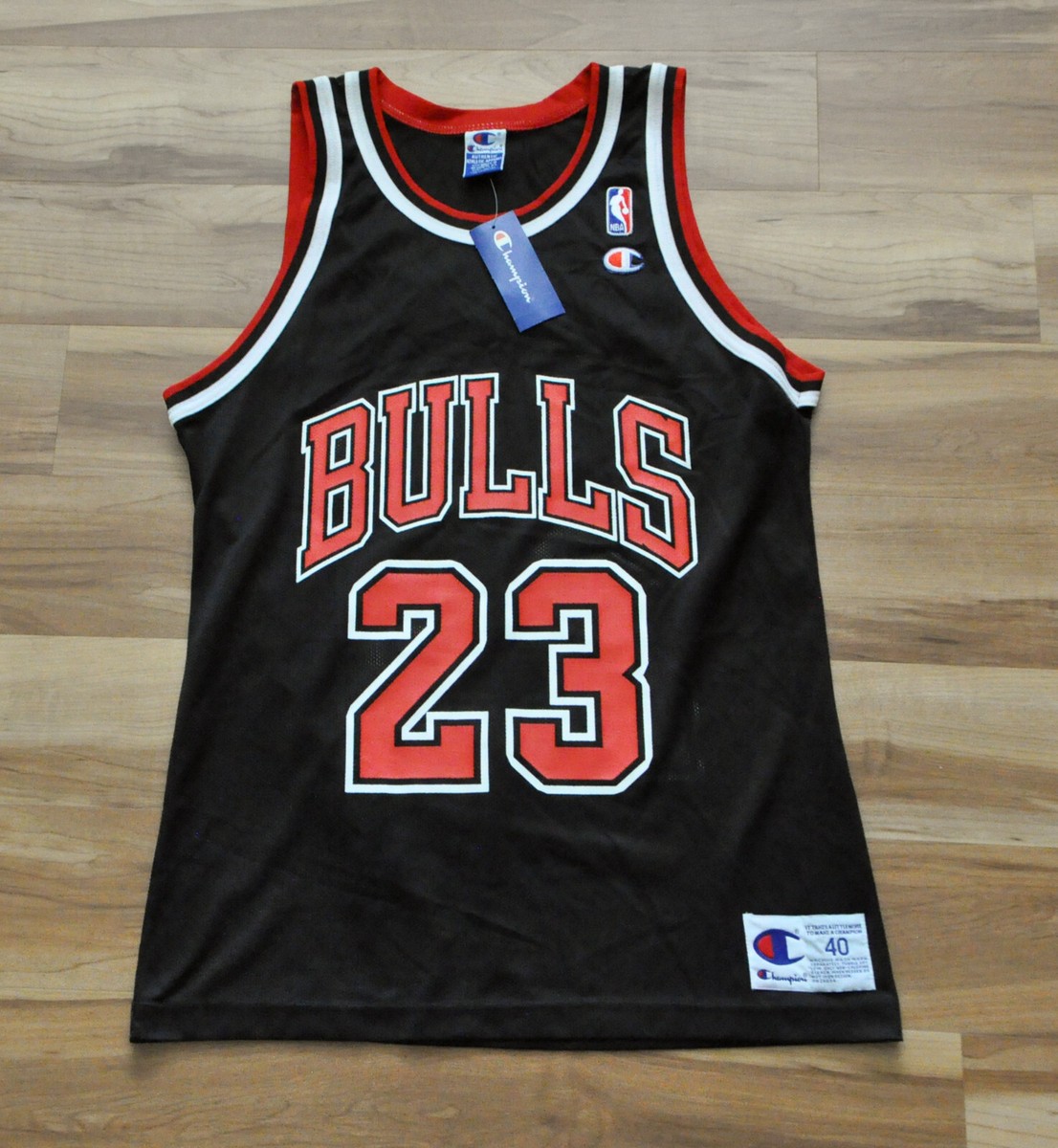 Michael Jordan #23 Chicago Bulls Champion Jersey Black NBA Men 40