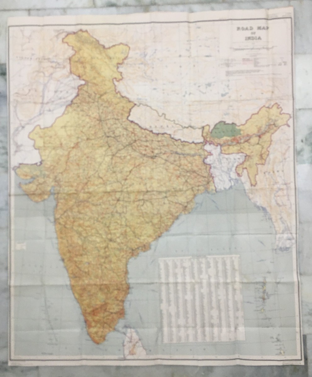 1962 India Vintage ROAD MAP OF INDIA. Large 46in x 56in (12959) | eBay