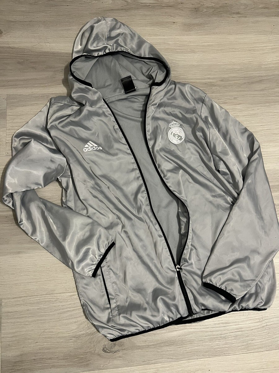 RARE Real Madrid Jacket Adidas Reflective Gray Men's Medium | eBay