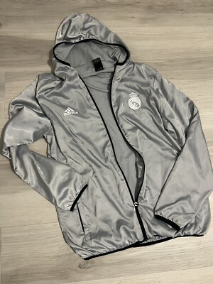 RARE Real Madrid Jacket Adidas Reflective Gray Men's Medium | eBay