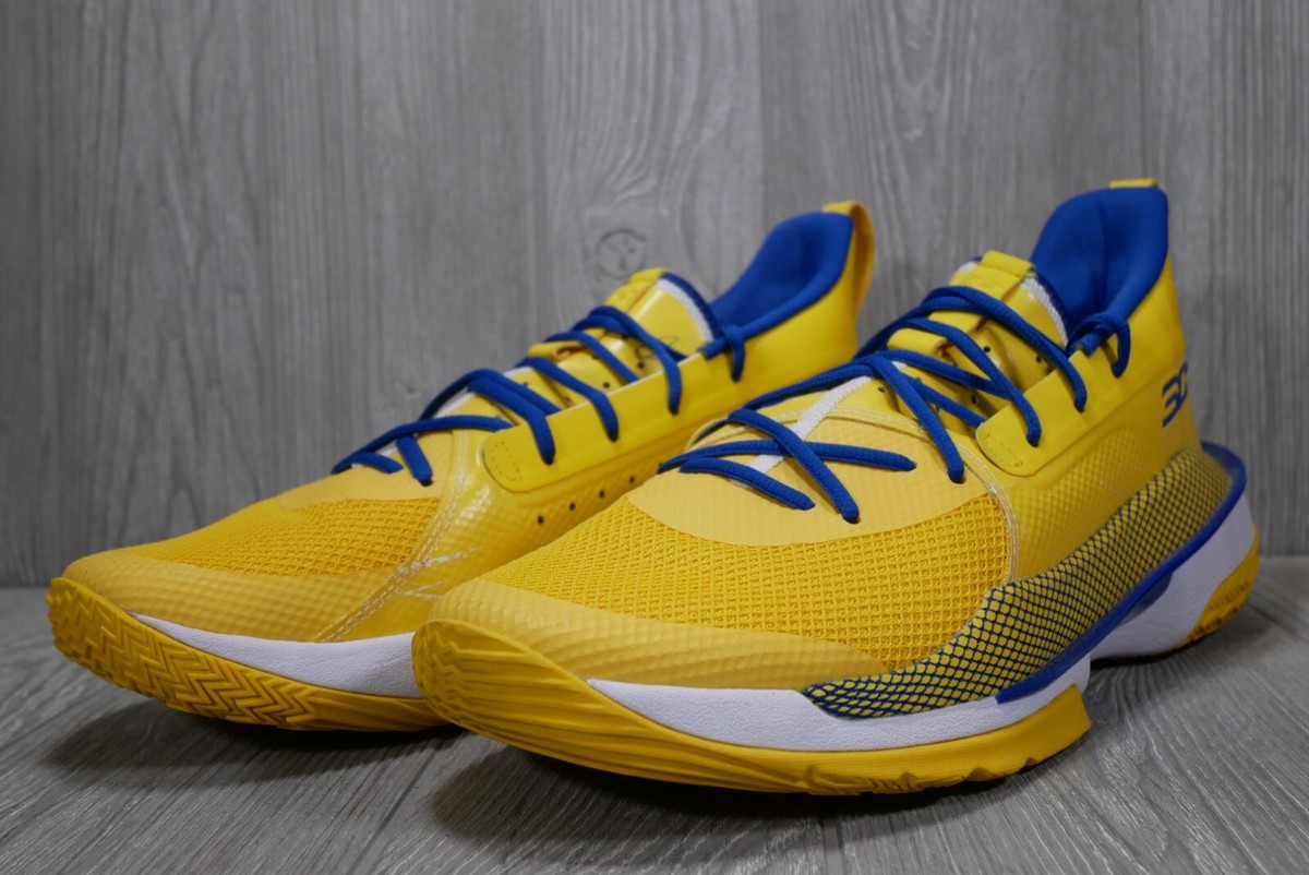 Near Perfect Cond) RARE Under Armour Curry 7 ICON Yellow Blue