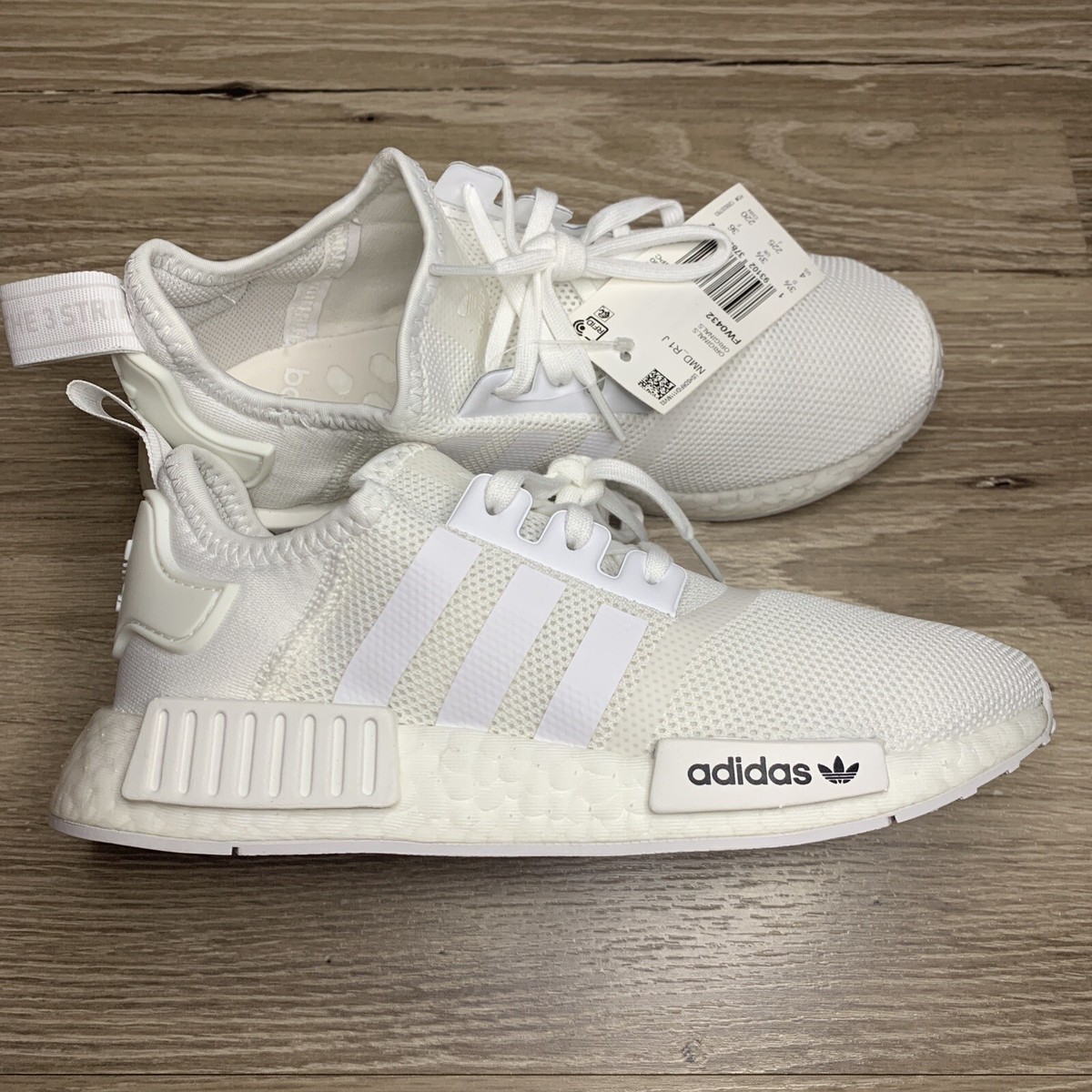 Adidas NMD R1 J Shoes “Triple White” Youth Size 4 / Women's Size 5