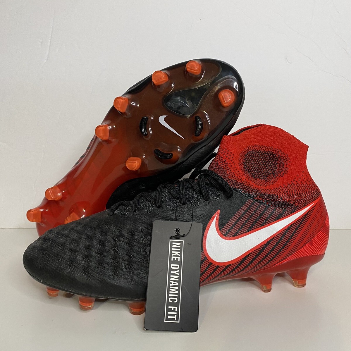 Nike Magista Obra 2 FG ACC Black Red Mens Soccer Cleats Sz 8.5 NEW