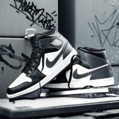 Nike Air Jordan 1 Mid Shoes Black Iron Grey White DQ8426-001 Men's