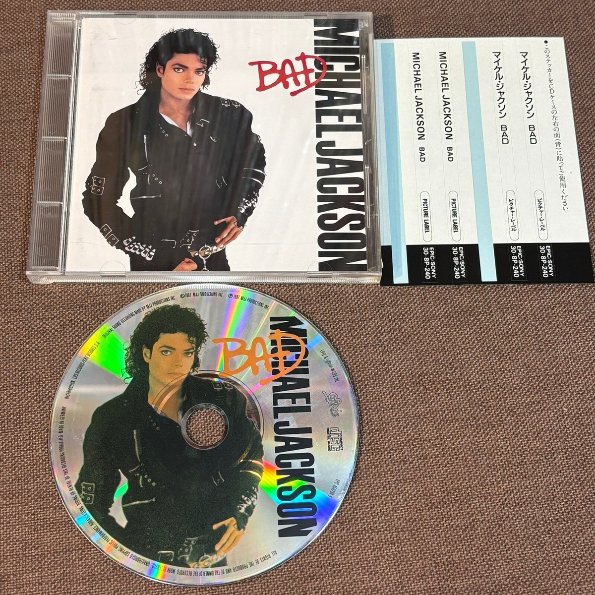 MICHAEL JACKSON Bad JAPAN PICTURE CD 30.8P-240 w/ STICKERS SHEET