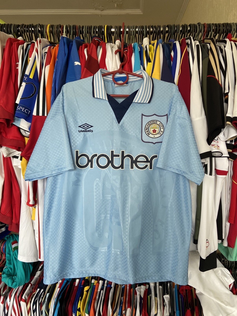 MANCHESTER CITY 1995 1996 HOME FOOTBALL SHIRT SOCCER JERSEY UMBRO