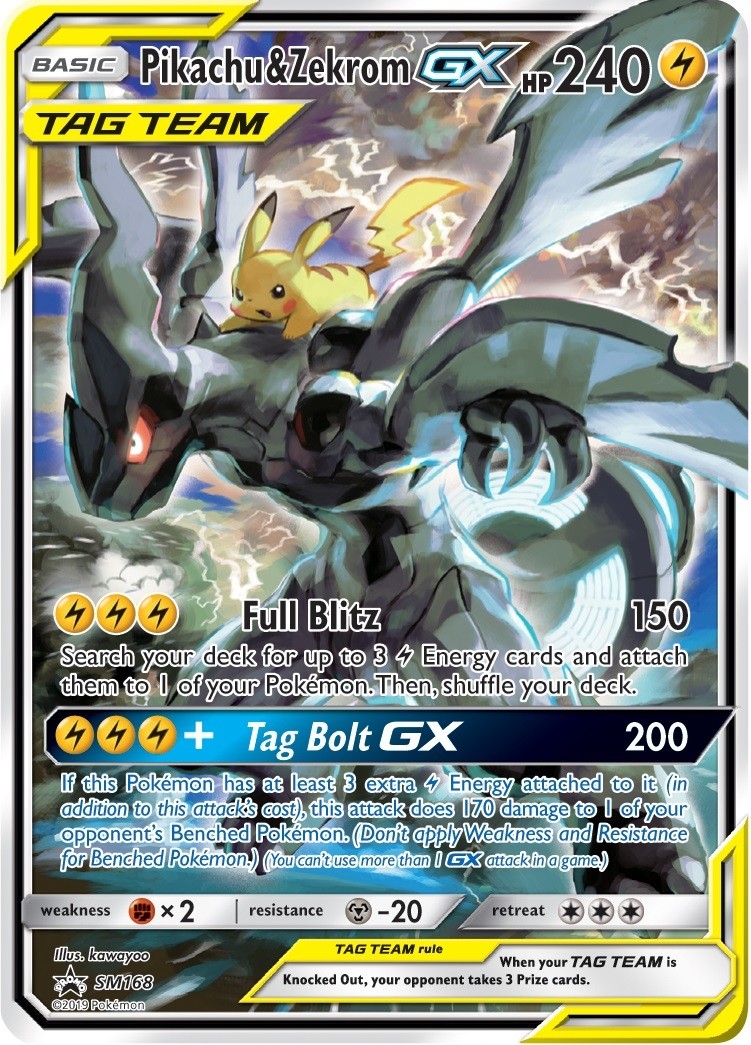 Heavy Play x 1 Pikachu & Zekrom GX - SM168 - SM Black Star Promo