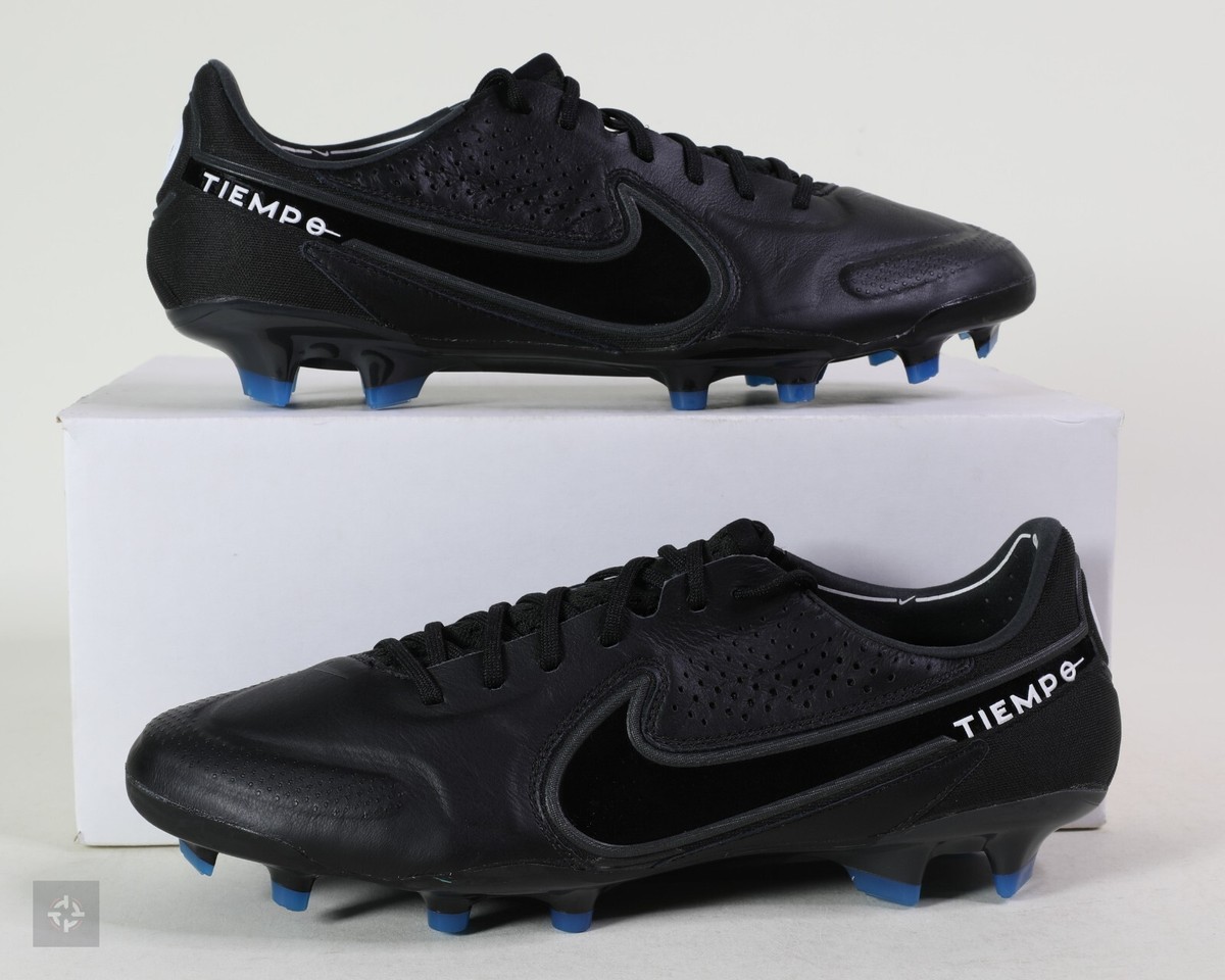 Nike Tiempo Legend 9 Elite FG Black Blue Soccer Cleats Men's Size