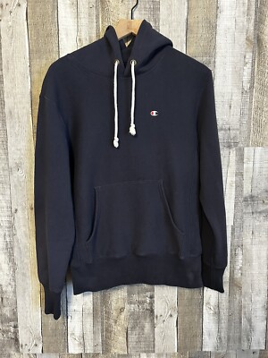 Vintage 90s Champion Reverse Weave Hoodie Navy Blue Medium Men's