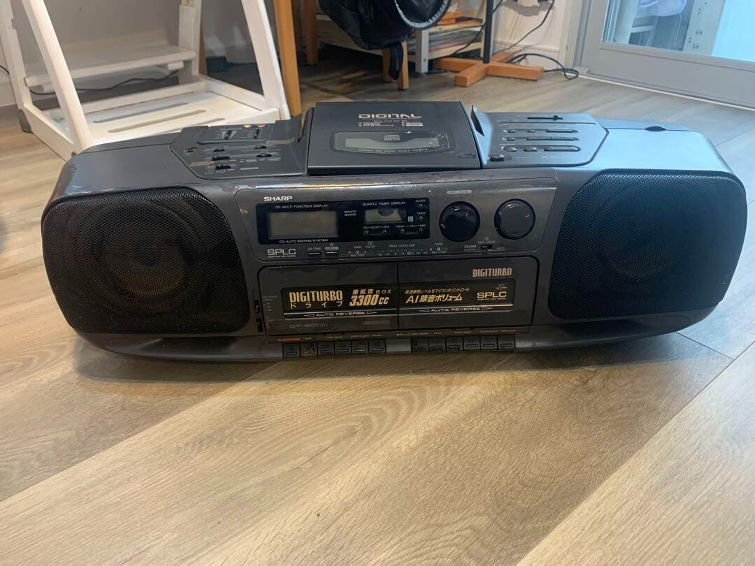 SHARP QT-80CD Compact Disc Stereo Double Cassette Black AC100V 28W