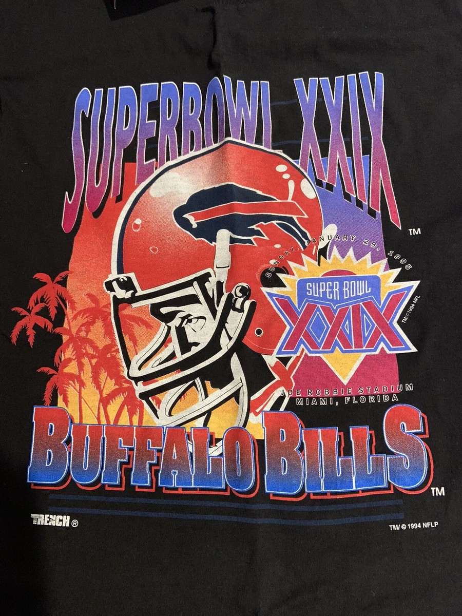 Vintage Super Bowl XXIX T-Shirt ~ Buffalo Bills. PRINT ERROR | eBay