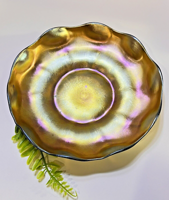 Tiffany & Co Favrile Art Glass Signed Bowl & Under plate Set